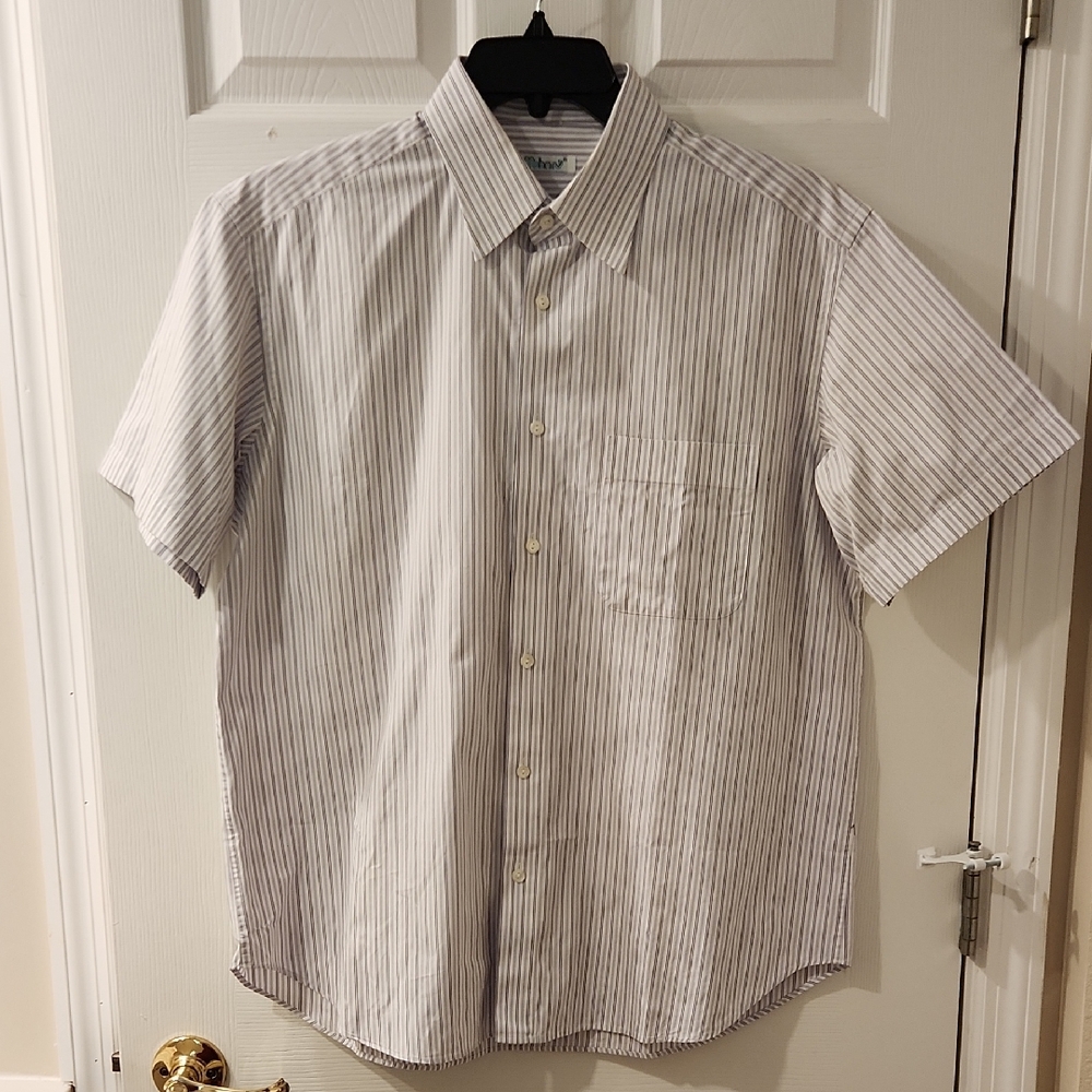 Mohan Tailored Men's Classic Striped Button-Down Shirt - White & Purple Size XXL